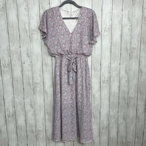 Sienna Sky Short Sleeve Dainty Floral Stretch Tie Pockets Cottage Fairy Dress
